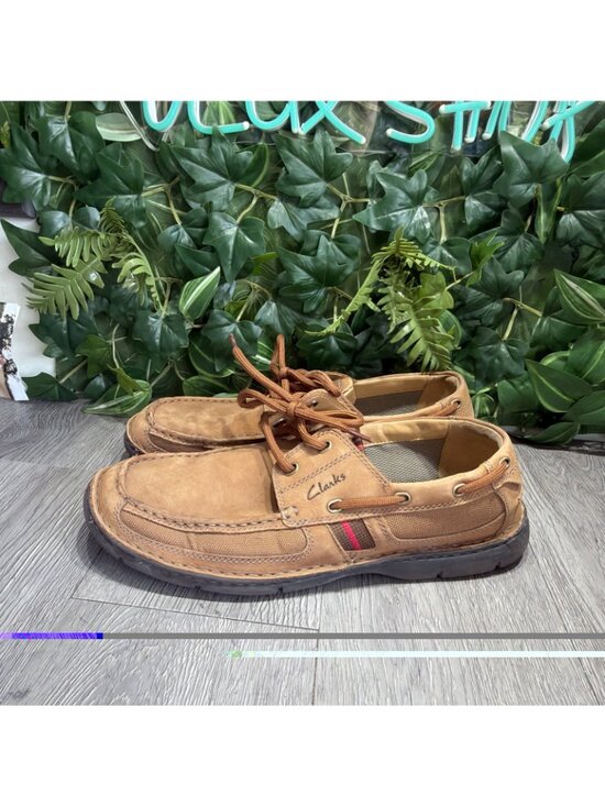 Clarks  Men’s  Waterloo Brown  Nubuck Leather Boat Loafers Size 10.5 main image 7
